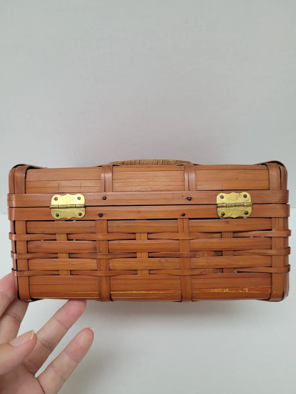 VTG Japanese SKALNY Handwoven Bamboo Sewing/Storage Box With Lid